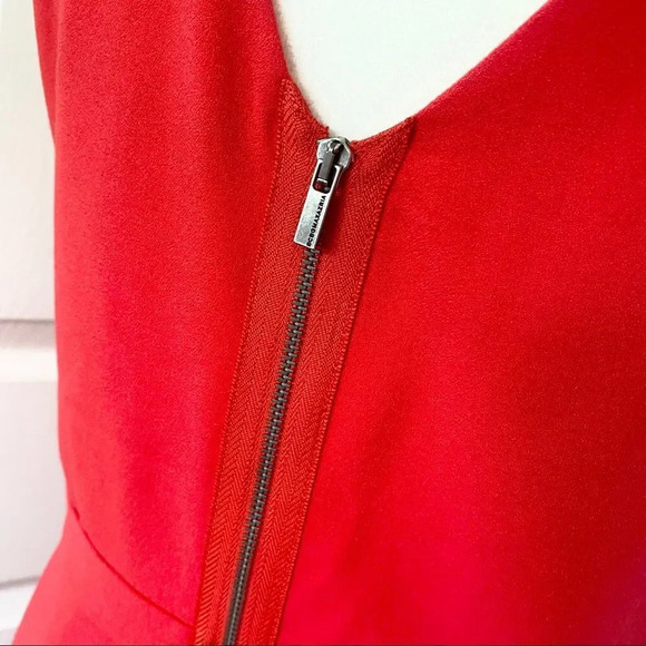 BCBGMaxAzria Red Siri Sleeveless Ruffled Drape Dress - Picture 11 of 13